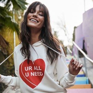 NWT Spiritual Gangster “Ur All U Need” Heart Sweatshirt Red/White Size Small
